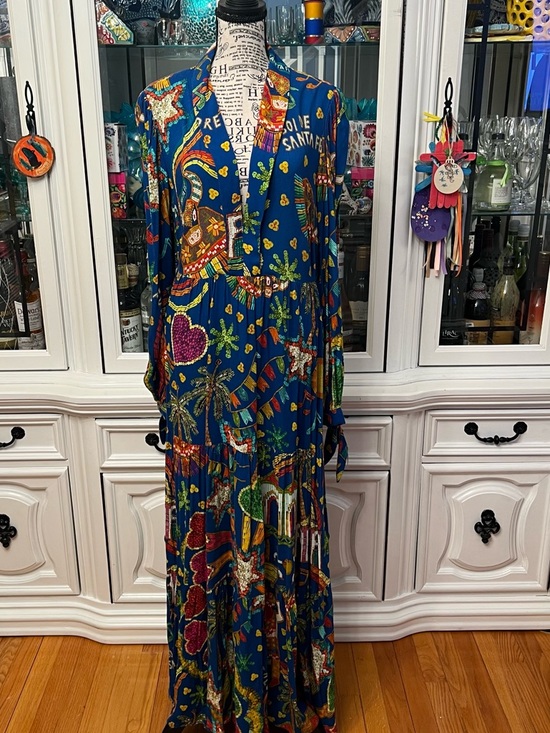 FARM Rio Dresses & Skirts - FARM Rio Royal Blue Maxi Dress with Multicolor Tropical Motifs M